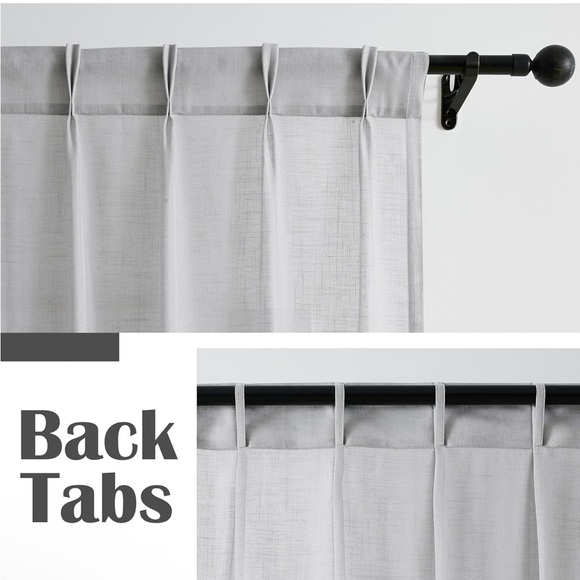 New WEST LAKE Silver Gray Pinch Pleated Sheer Curtain Panels, 40" Wx102 Lx2 - Picture 3 of 11